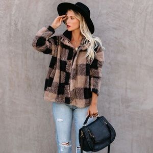 Vici Dolls Plaid Pocketed Jacket